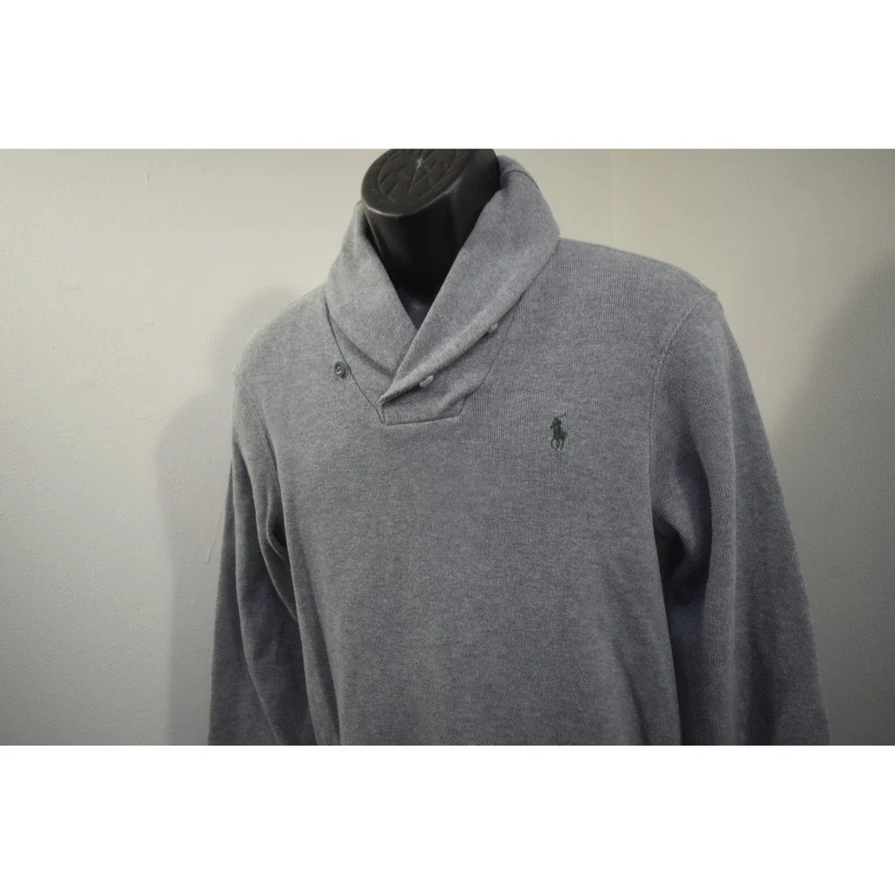 Polo Ralph Lauren Cowl Neck Sweater‎ Gray Long Sleeve Pullover Mens Size Small